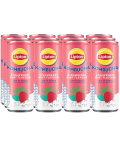 Lipton Kombucha Strawberry Mint Flavour 250ml x 12 Low in Sugar, Lightly Sparkling