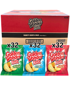 Wholesale Supplier Golden Wonder Fully Flavoured Variety Crisps (16x6pk) 25g x 96