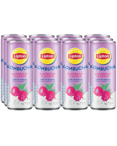 Lipton Kombucha Raspberry Flavour 250ml x 12 Low in Sugar, Lightly Sparkling