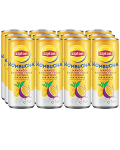 Lipton Kombucha Mango Passion Fruit Flavour 250ml x 12 Low Sugar, Lightly Sparkling