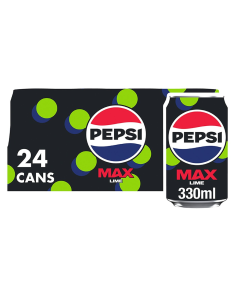 Pepsi Max Lime No Sugar Multipack Cans 330ml x 24