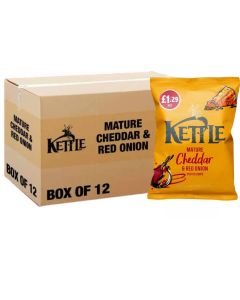 Kettle Mature Cheddar & Red Onion Potato Chips PMP 80g x 12