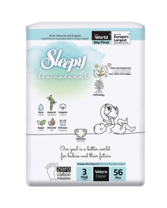 Sleepy Bio Natural  Premium Plus Baby Diaper 56 Pcs , 3 Midi (4-9kg)