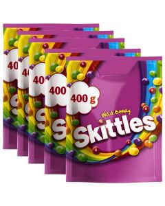 Skittles Wild Berry Fruit Flavoured Chewy Sweets 400g x 5