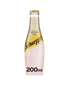 Wholesale Supplier Schweppes Peach Coconut Tiare Soda Mixer 200ml x 24 Best Before 31/12/2024