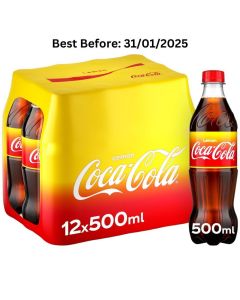 Coca-Cola Lemon Regular Bottles 500ml x 12 Best Before 31/01/2025