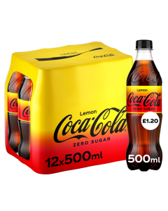 Coca-Cola Lemon Zero Sugar PM120 500ml x 12 Best Before 30/11/2024