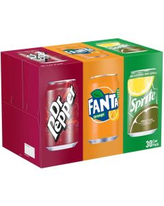 Dr Pepper, Fanta Orange, Sprite Lemon-Lime Cans Variety Pack 330ml x 30