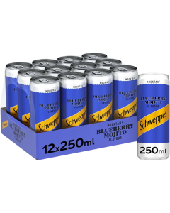 Schweppes Blueberry Mojito Flavoured Mocktail 250ml x 12 Best Before 31/12/2024