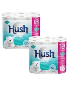 Wholesale Supplier Hush Polar White Luxury 3-Ply Bathroom Tissue 18 Rolls x 2 Pack (36 Rolls)