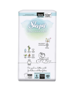 Sleepy Bio Natural  Premium Plus Baby Diaper 40 Pcs , 5 Junior (11-18kg)