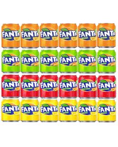 Wholesale Supplier (Pack of 24) Fanta Mix Case 330ML: x6 Orange, x6 Exotic, x6 Fruit Twist, ,x6 Lemon